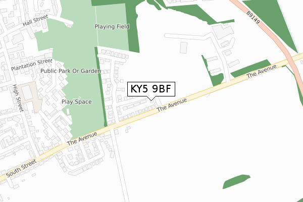 KY5 9BF map - large scale - OS Open Zoomstack (Ordnance Survey)