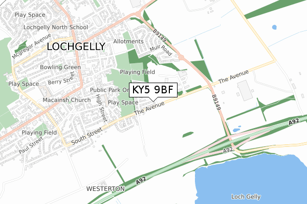KY5 9BF map - small scale - OS Open Zoomstack (Ordnance Survey)