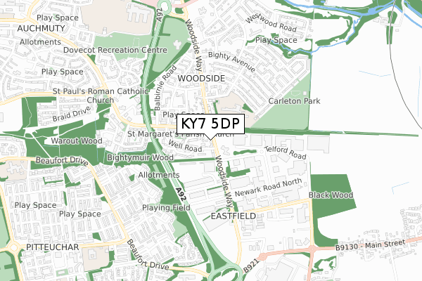 KY7 5DP map - small scale - OS Open Zoomstack (Ordnance Survey)