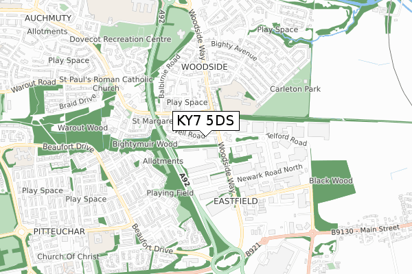 KY7 5DS map - small scale - OS Open Zoomstack (Ordnance Survey)