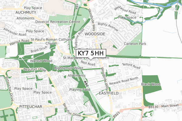 KY7 5HH map - small scale - OS Open Zoomstack (Ordnance Survey)