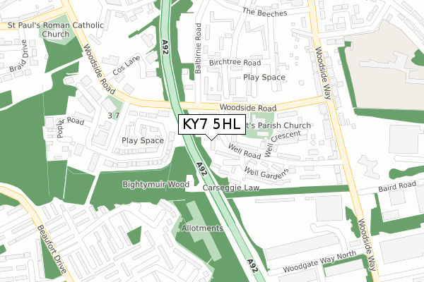 KY7 5HL map - large scale - OS Open Zoomstack (Ordnance Survey)