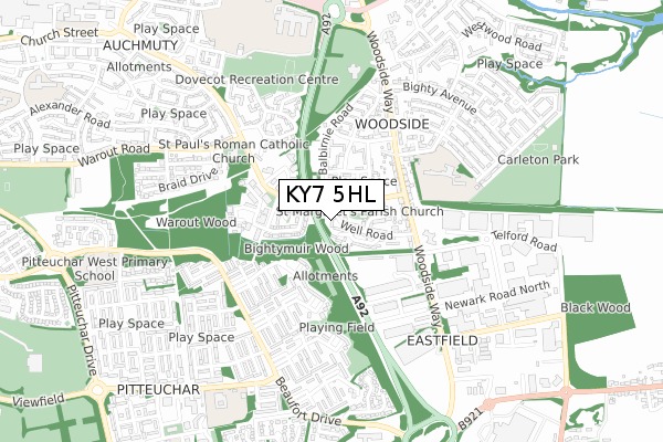 KY7 5HL map - small scale - OS Open Zoomstack (Ordnance Survey)