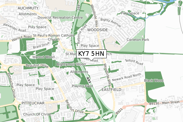 KY7 5HN map - small scale - OS Open Zoomstack (Ordnance Survey)