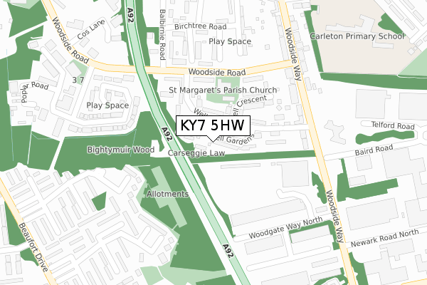 KY7 5HW map - large scale - OS Open Zoomstack (Ordnance Survey)