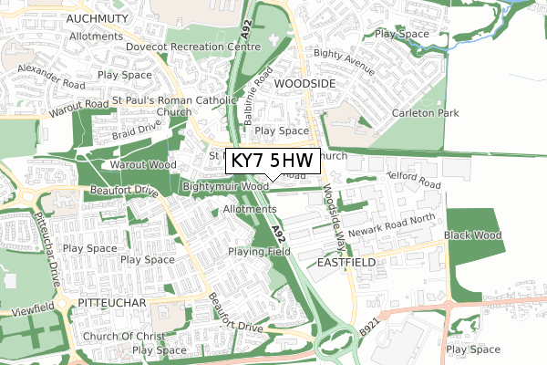 KY7 5HW map - small scale - OS Open Zoomstack (Ordnance Survey)