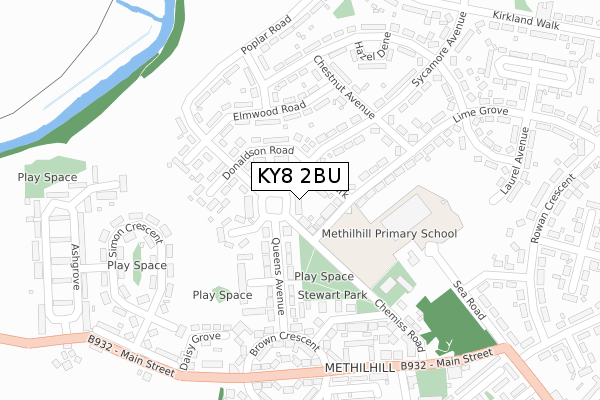 KY8 2BU map - large scale - OS Open Zoomstack (Ordnance Survey)