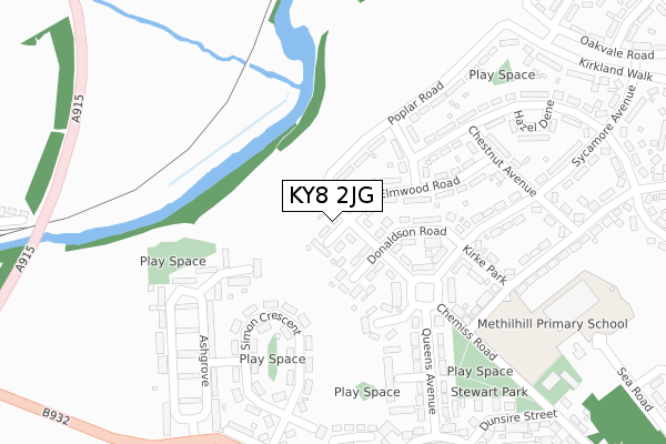 KY8 2JG map - large scale - OS Open Zoomstack (Ordnance Survey)
