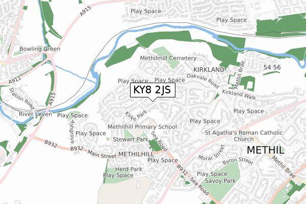 KY8 2JS map - small scale - OS Open Zoomstack (Ordnance Survey) KY8 2JS map - small scale - OS Open Zoomstack (Ordnance Survey)