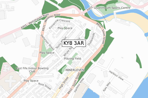 KY8 3AR map - large scale - OS Open Zoomstack (Ordnance Survey)