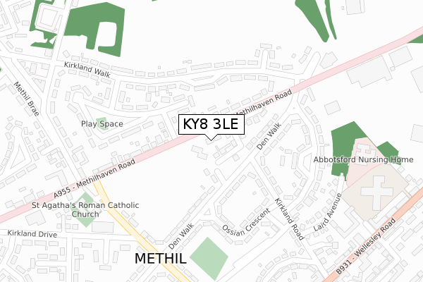 KY8 3LE map - large scale - OS Open Zoomstack (Ordnance Survey)