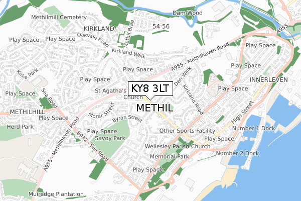 KY8 3LT map - small scale - OS Open Zoomstack (Ordnance Survey)