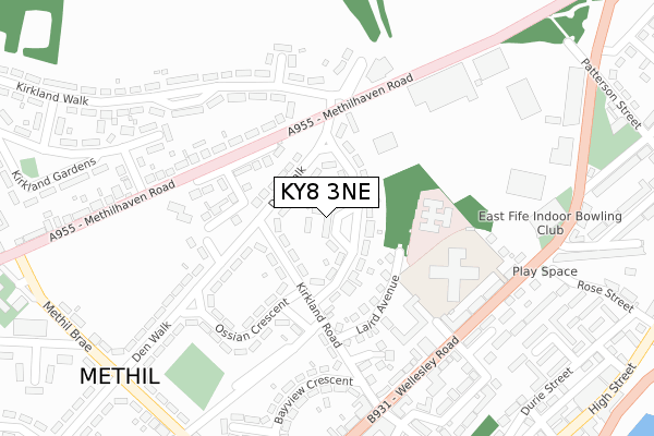 KY8 3NE map - large scale - OS Open Zoomstack (Ordnance Survey)