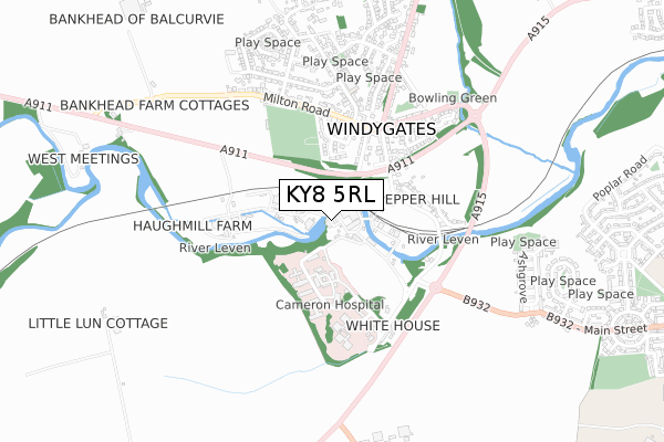 KY8 5RL map - small scale - OS Open Zoomstack (Ordnance Survey) KY8 5RL map - small scale - OS Open Zoomstack (Ordnance Survey)