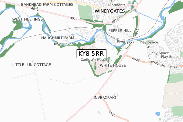 KY8 5RR map - small scale - OS Open Zoomstack (Ordnance Survey)