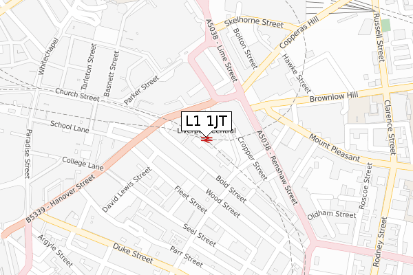 L1 1JT map - large scale - OS Open Zoomstack (Ordnance Survey)