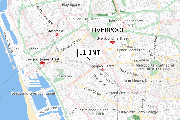 L1 1NT map - small scale - OS Open Zoomstack (Ordnance Survey)