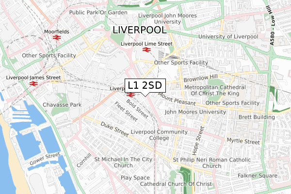 L1 2SD map - small scale - OS Open Zoomstack (Ordnance Survey)
