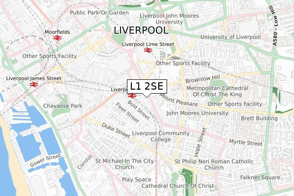 L1 2SE map - small scale - OS Open Zoomstack (Ordnance Survey)