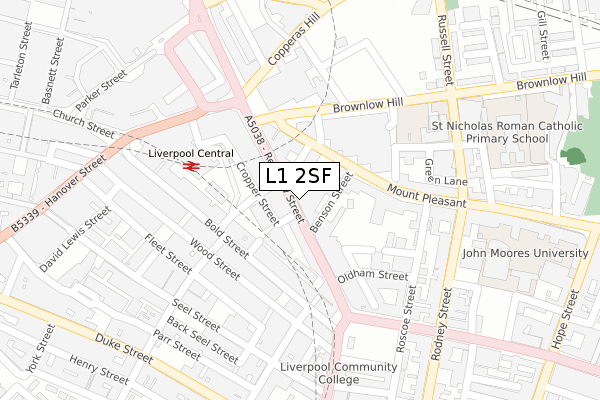 L1 2SF map - large scale - OS Open Zoomstack (Ordnance Survey)