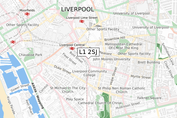 L1 2SJ map - small scale - OS Open Zoomstack (Ordnance Survey)