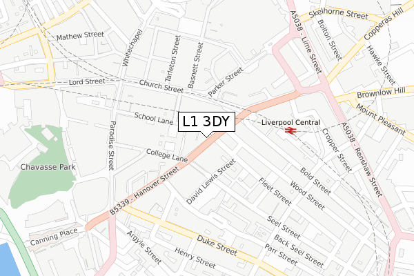 L1 3DY map - large scale - OS Open Zoomstack (Ordnance Survey)