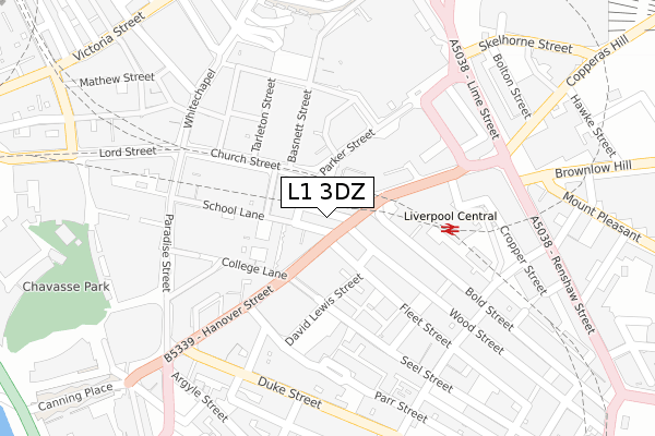 L1 3DZ map - large scale - OS Open Zoomstack (Ordnance Survey)