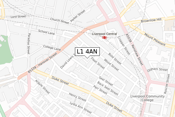 L1 4AN map - large scale - OS Open Zoomstack (Ordnance Survey)