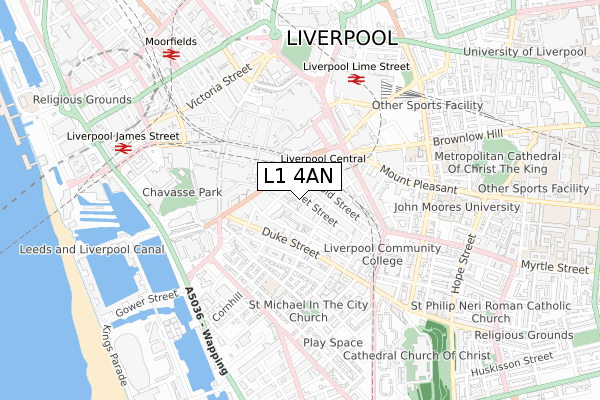 L1 4AN map - small scale - OS Open Zoomstack (Ordnance Survey)