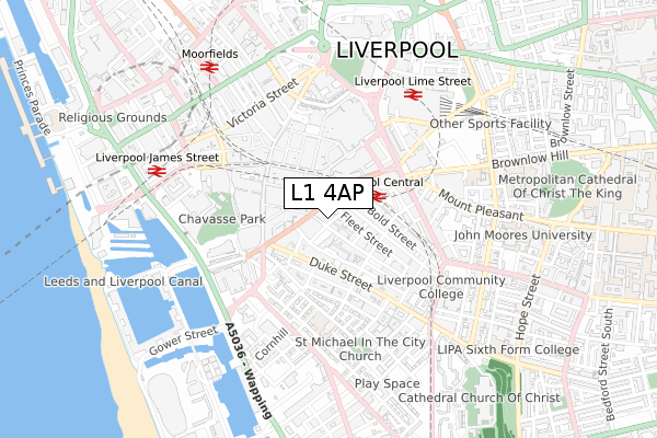 L1 4AP map - small scale - OS Open Zoomstack (Ordnance Survey)