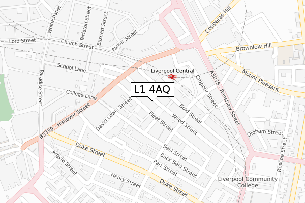 L1 4AQ map - large scale - OS Open Zoomstack (Ordnance Survey)