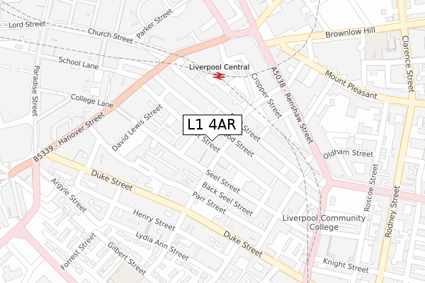 L1 4AR map - large scale - OS Open Zoomstack (Ordnance Survey)