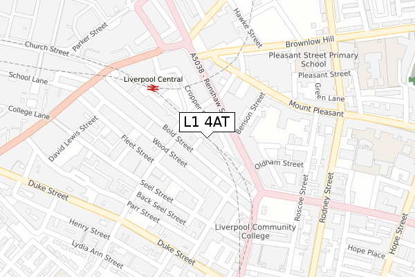 L1 4AT map - large scale - OS Open Zoomstack (Ordnance Survey)