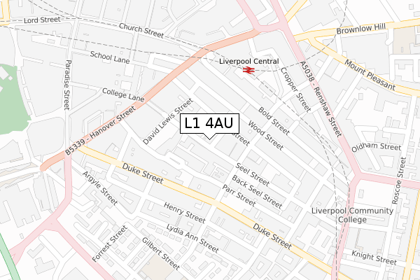 L1 4AU map - large scale - OS Open Zoomstack (Ordnance Survey)