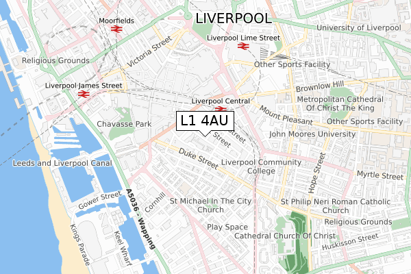 L1 4AU map - small scale - OS Open Zoomstack (Ordnance Survey)