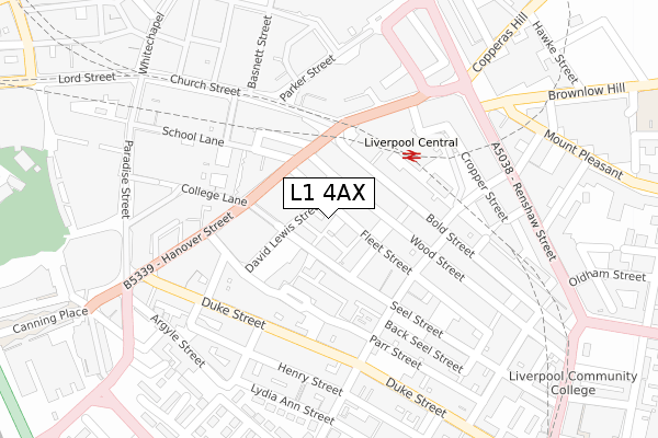 L1 4AX map - large scale - OS Open Zoomstack (Ordnance Survey)