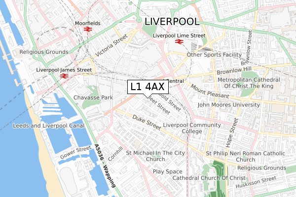 L1 4AX map - small scale - OS Open Zoomstack (Ordnance Survey)