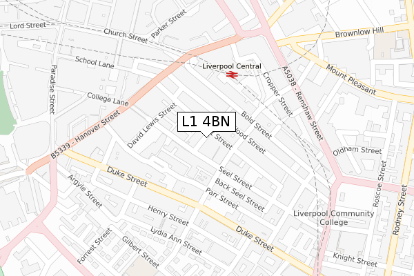 L1 4BN map - large scale - OS Open Zoomstack (Ordnance Survey)