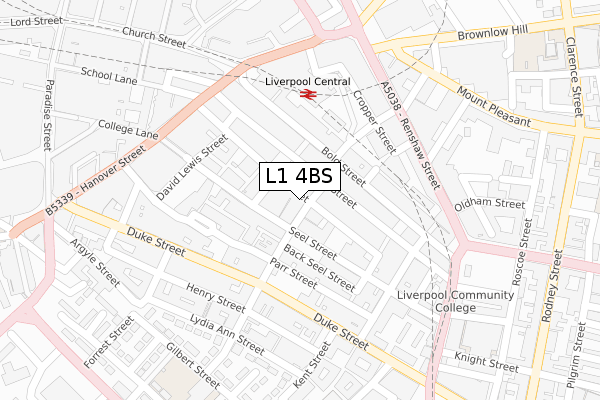 L1 4BS map - large scale - OS Open Zoomstack (Ordnance Survey)