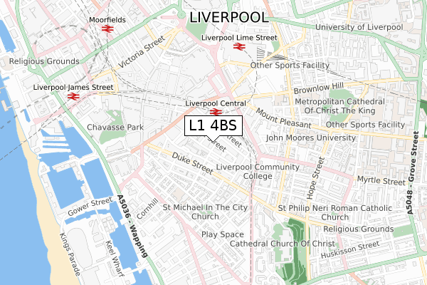 L1 4BS map - small scale - OS Open Zoomstack (Ordnance Survey)