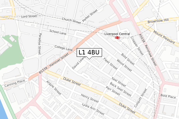 L1 4BU map - large scale - OS Open Zoomstack (Ordnance Survey)