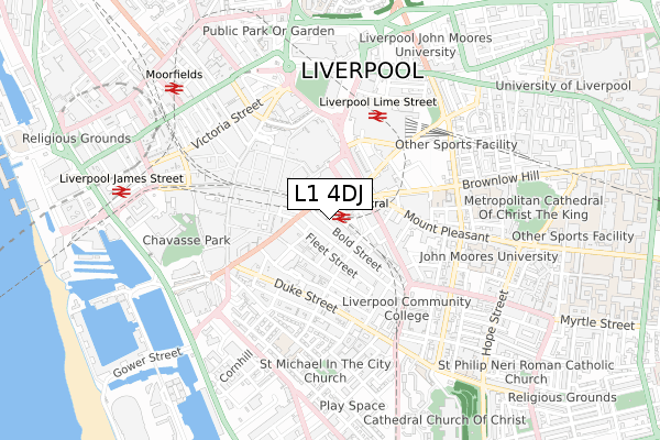 L1 4DJ map - small scale - OS Open Zoomstack (Ordnance Survey)
