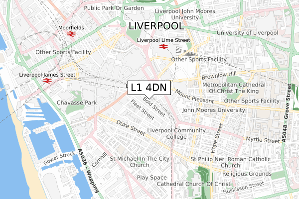 L1 4DN map - small scale - OS Open Zoomstack (Ordnance Survey)