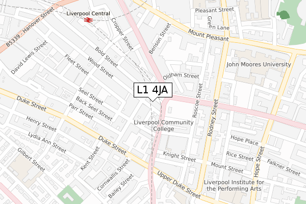 L1 4JA map - large scale - OS Open Zoomstack (Ordnance Survey)