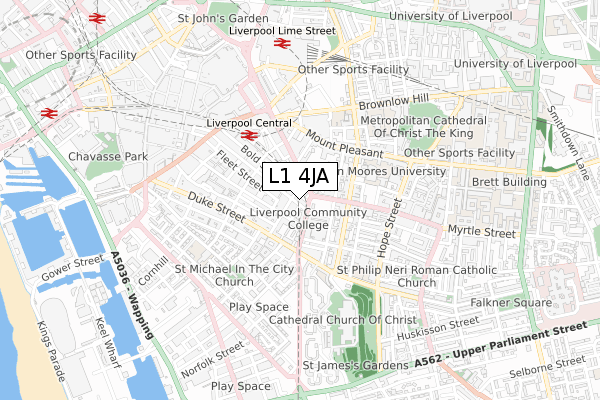 L1 4JA map - small scale - OS Open Zoomstack (Ordnance Survey)