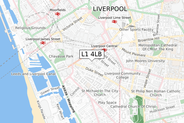 L1 4LB map - small scale - OS Open Zoomstack (Ordnance Survey)