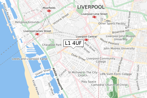 L1 4UF map - small scale - OS Open Zoomstack (Ordnance Survey)