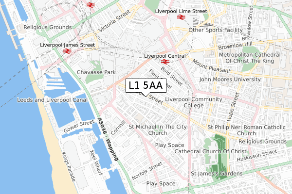 L1 5AA map - small scale - OS Open Zoomstack (Ordnance Survey)