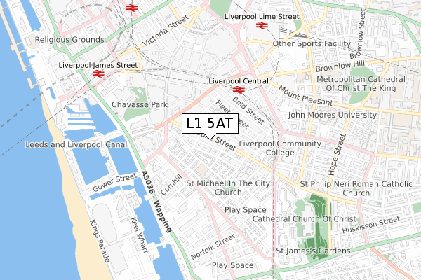 L1 5AT map - small scale - OS Open Zoomstack (Ordnance Survey)