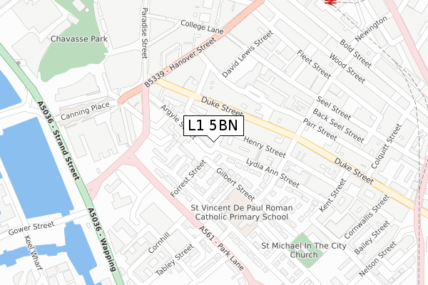 L1 5BN map - large scale - OS Open Zoomstack (Ordnance Survey)